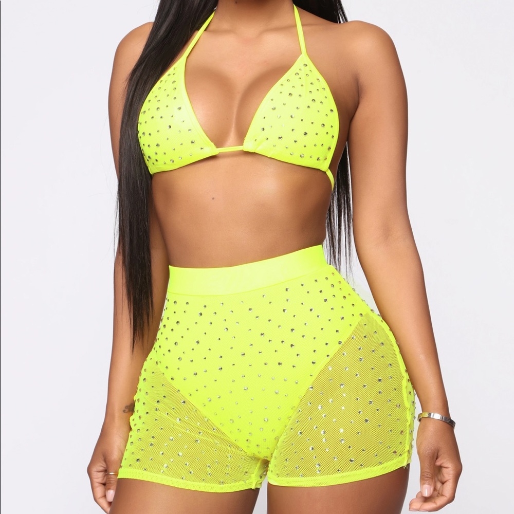Rave Neon two piece rhinestone set